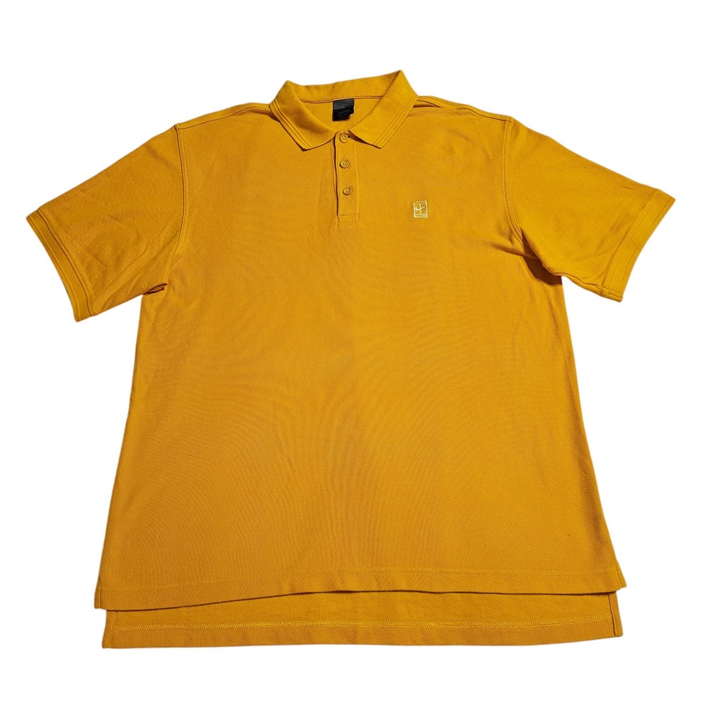Nike Polo Shirt Mens Large Yellow Tennis Gold Dri Fit Swoosh Bright Loud‎ Gold